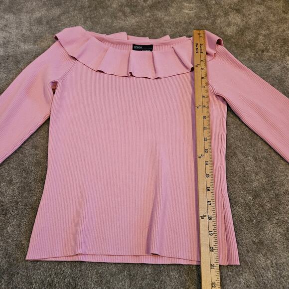 Grace Knitwear Size Medium M Light Pink Ribbed Long Sleeve Stretchy NWT NEW - Picture 7 of 9